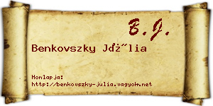 Benkovszky Júlia névjegykártya